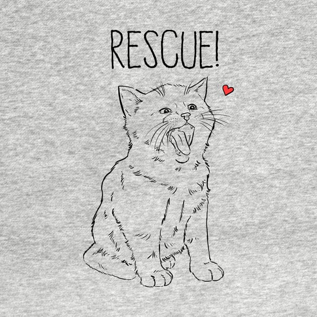 Rescue Cat Drawing, Rescue Kitten Sketch, Adopt Don't Shop by sockdogs